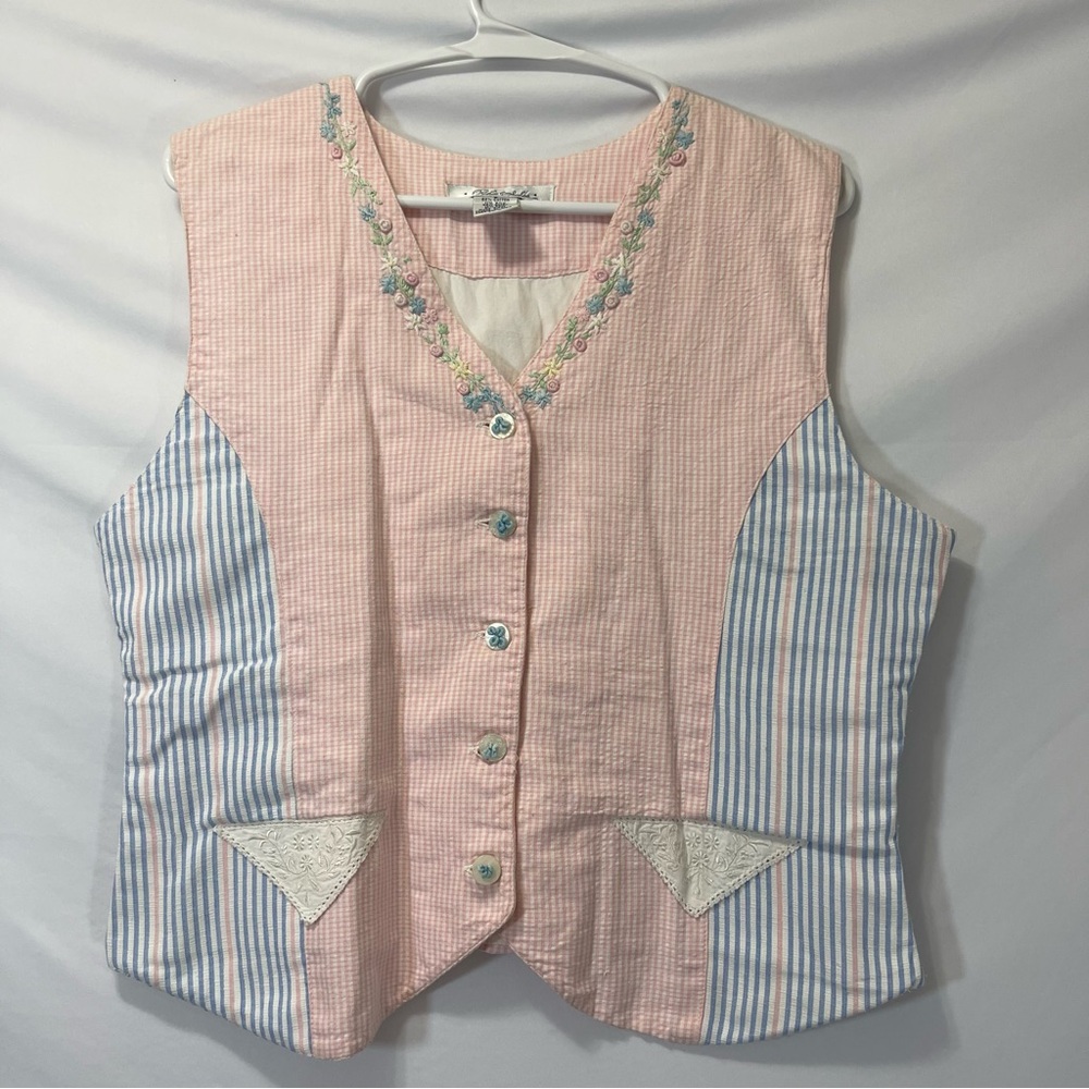 Vintage Pink Sleeveless Button Down Vest